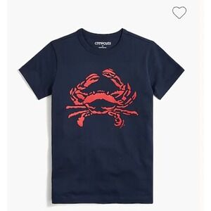 J.Crew Kids Graphic Tee Crab Print T Shirt Short Sleeve Top Size XL 100% Cotton